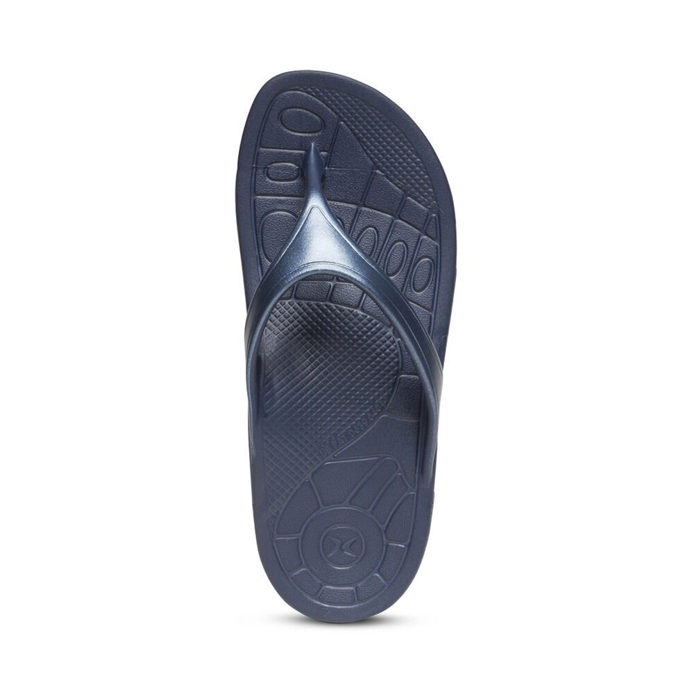 Aetrex Women's Fiji Orthotic Flip Flops - Navy | USA HM48UG9